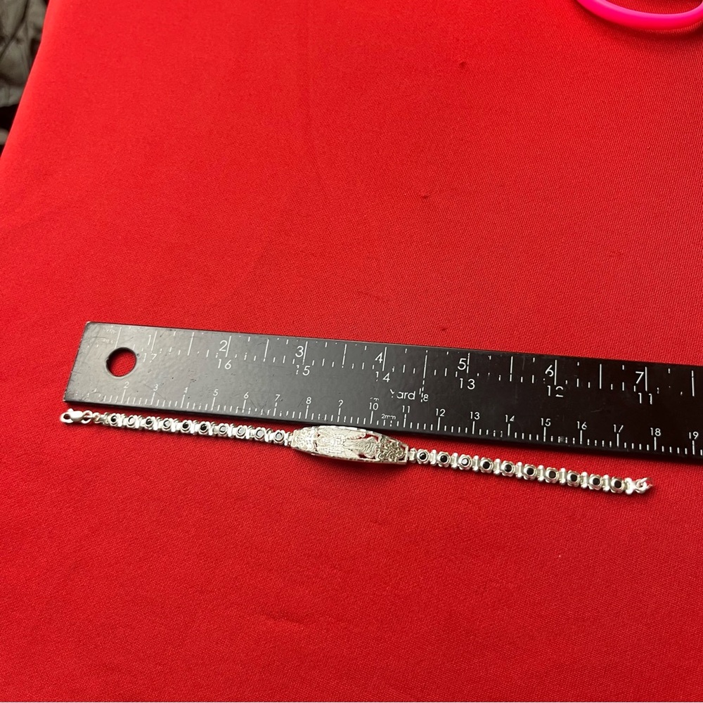 925 strling Silver Sparkling Rhinestone Catholic religions Bracelet‎ - Picture 6 of 15